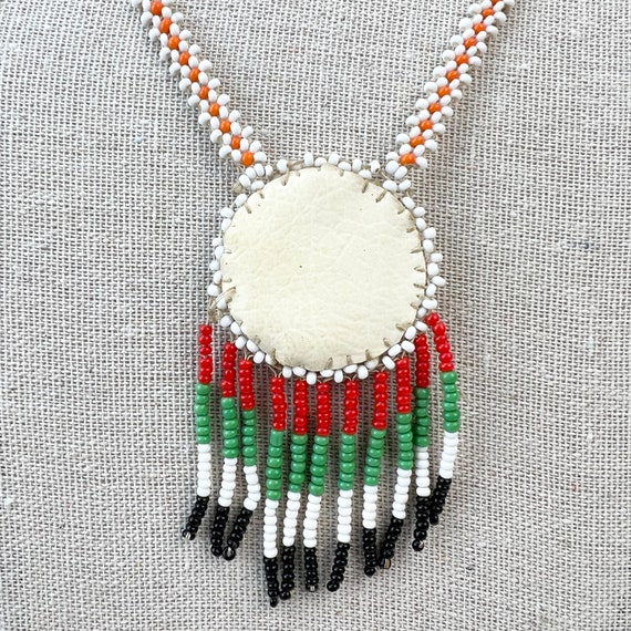 Vintage Indian Necklace Hand Beaded Native Americ… - image 4