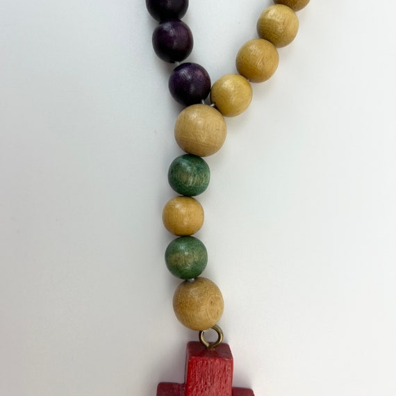 Vintage Mid Century Rosary Necklace Multi Colored… - image 3