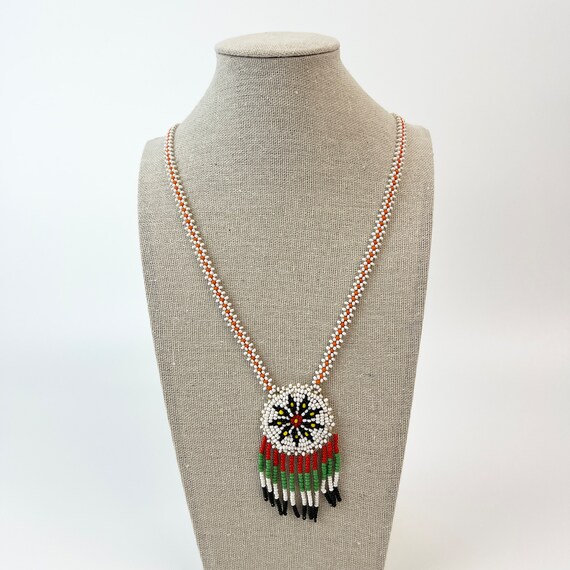 Vintage Indian Necklace Hand Beaded Native Americ… - image 2