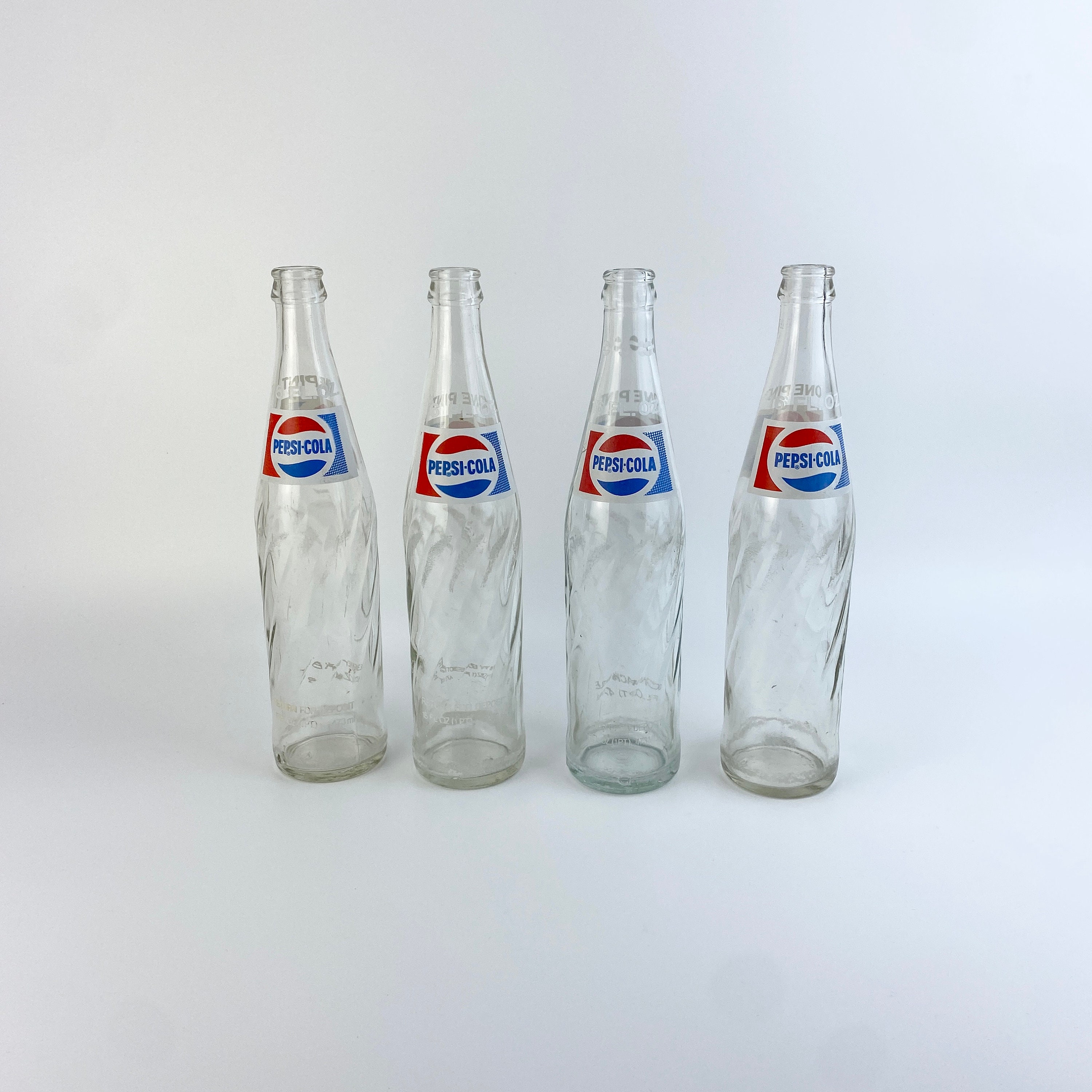 VINTAGE 1970s PEPSI COLA 1 LITER SWIRL GLASS RETURNABLE BOTTLE