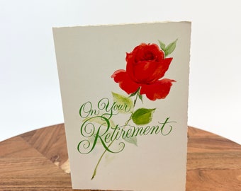 Vintage Retirement Embossed Rose Carte de vœux Norcross Message Inside No Envelope
