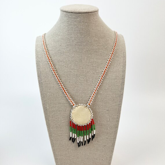 Vintage Indian Necklace Hand Beaded Native Americ… - image 3