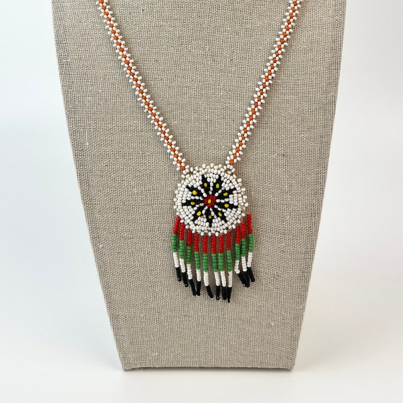 Vintage Indian Necklace Hand Beaded Native Americ… - image 1