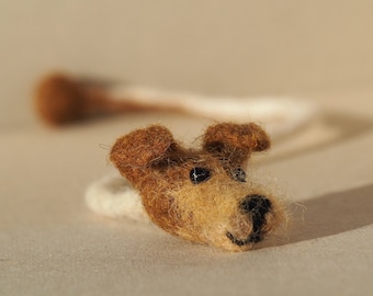 Foxterrier Hunde Lesezeichen; handgefertigt in Italien; aus gefilzter Wolle; individualisierbar