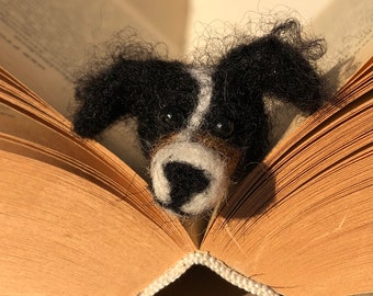 Berner Berghund Lesezeichen aus gefilzter Wolle; Anpassbare