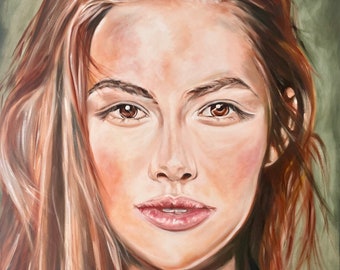 Original Ölgemälde,  “Hübsches Mädchen”, modernes Kunstwerk, Ölfarbe auf Leinwand