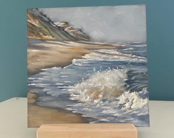 Ölbild  "Sylter Strand", 20x20cm, handgemaltes Original, Wellen