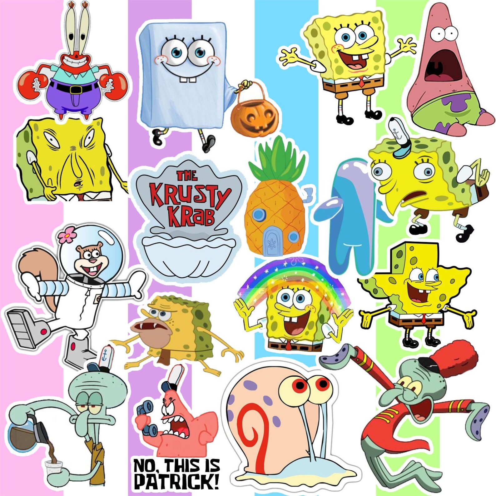 Sponge Bob Squarepants Stickers... Best Friend Gift Cute Etsy