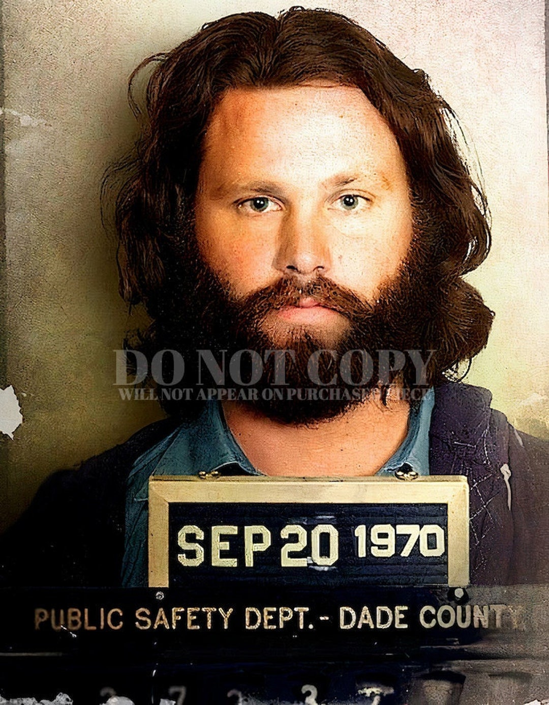 Jim Morrison Mugshot Photograph 8 X 10 Stunning 1970 Mug Etsy