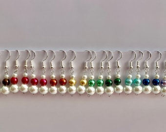 Personalised Colour Earrings, Football Team Colour Earrings, Bead Earrings, Handmade Earrings, Flag Colour Earrings