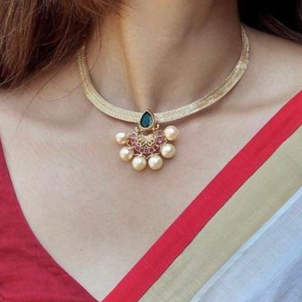 PANOPLY PANOPLY Pretty pendant necklace for modern indian women jewellery set/traditional jewel/indian jewellery/kemp jewellery