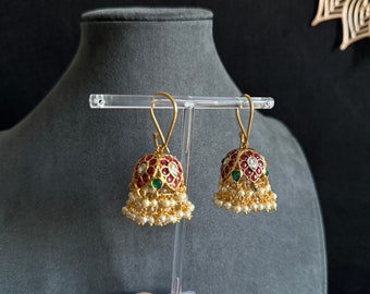 PANOPLY  Antique kemp hoop jumki /South Indian jewellery | temple jewel/hoop jhumka jewel//kemp jewellery | jhumka earring