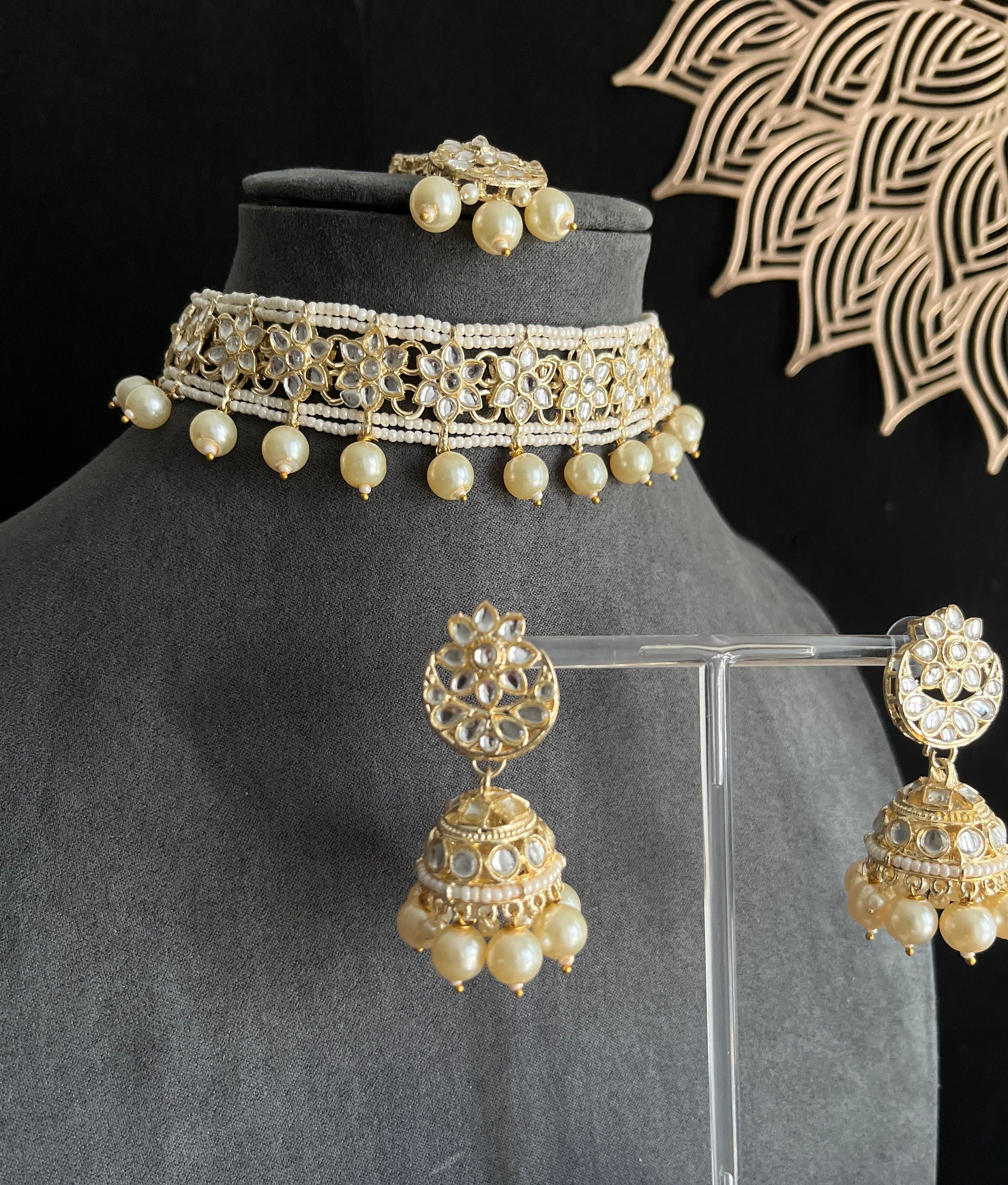 Indian Jewellery Simple Choker Set Gold Polki Choker Set Indian Choker  Sangeet Jewellery Light Weight Indian Set Jaggo Jewellery 