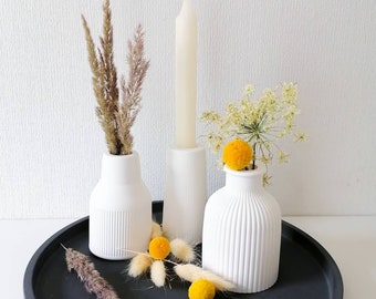 Deko Vasen Kerzenhalter| 3er Set | weiß | ca. 10cm