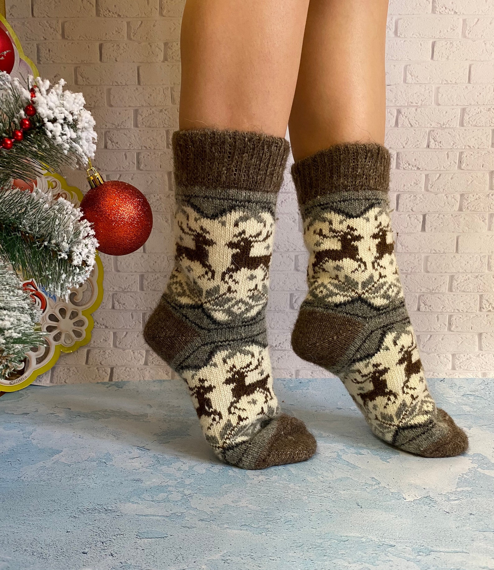 Lovely thick women wool socks EU 3741 knit of natural sheep Etsy