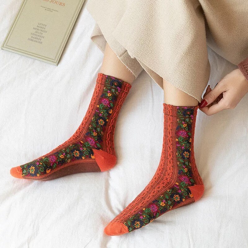 Handmade Pretzel flower socks Women socks Fashion socks for | Etsy
