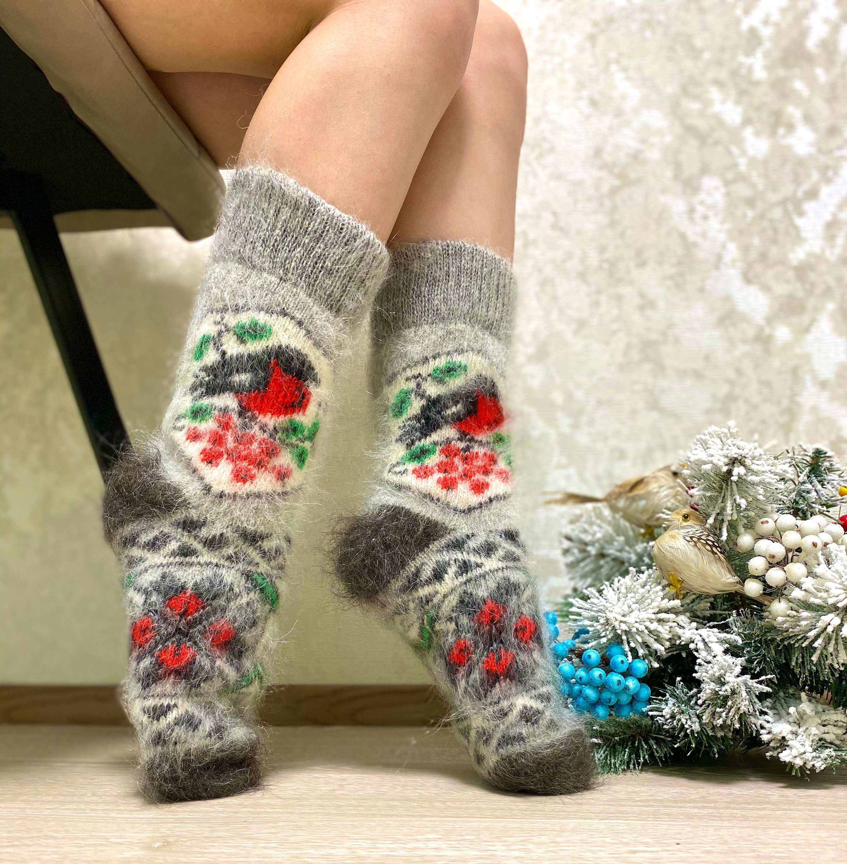 Lovely thick women wool socks EU 3741 knit of natural sheep Etsy