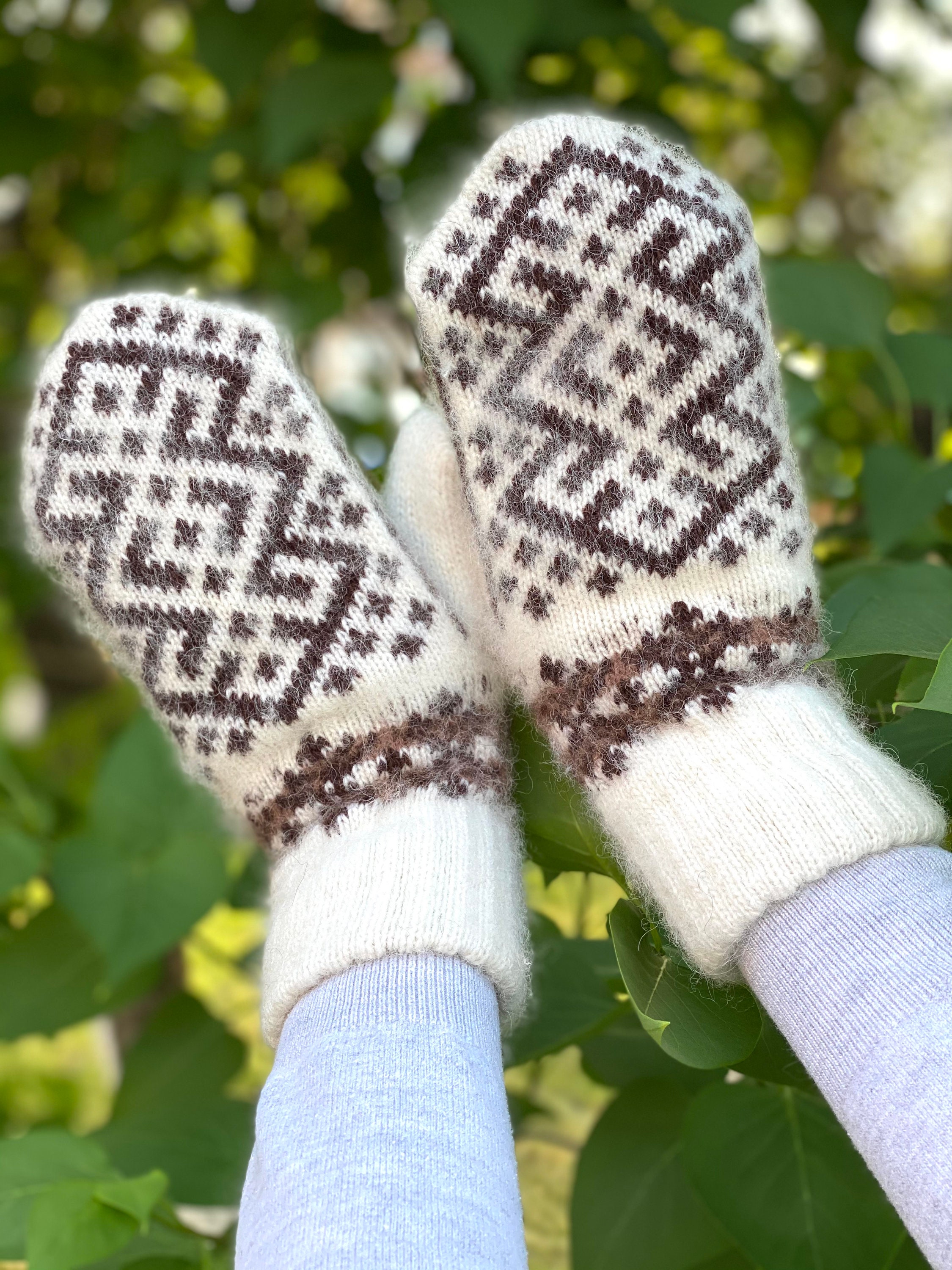 Handmade mittens for women Scandinavian pattern mittens Etsy