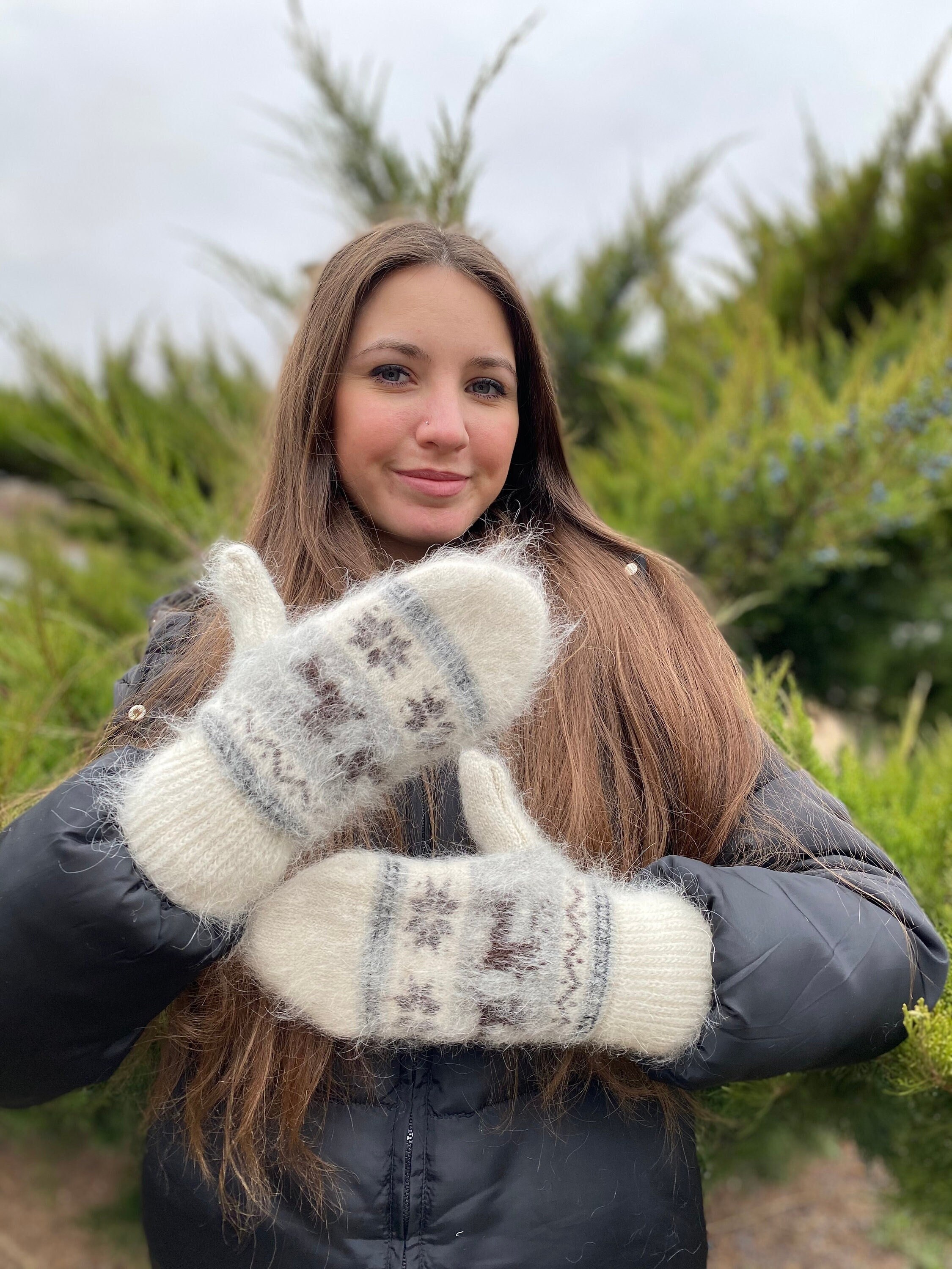 Mittens Women Mohair Goat Down Mittens Wool Gloves Nordic Etsy UK