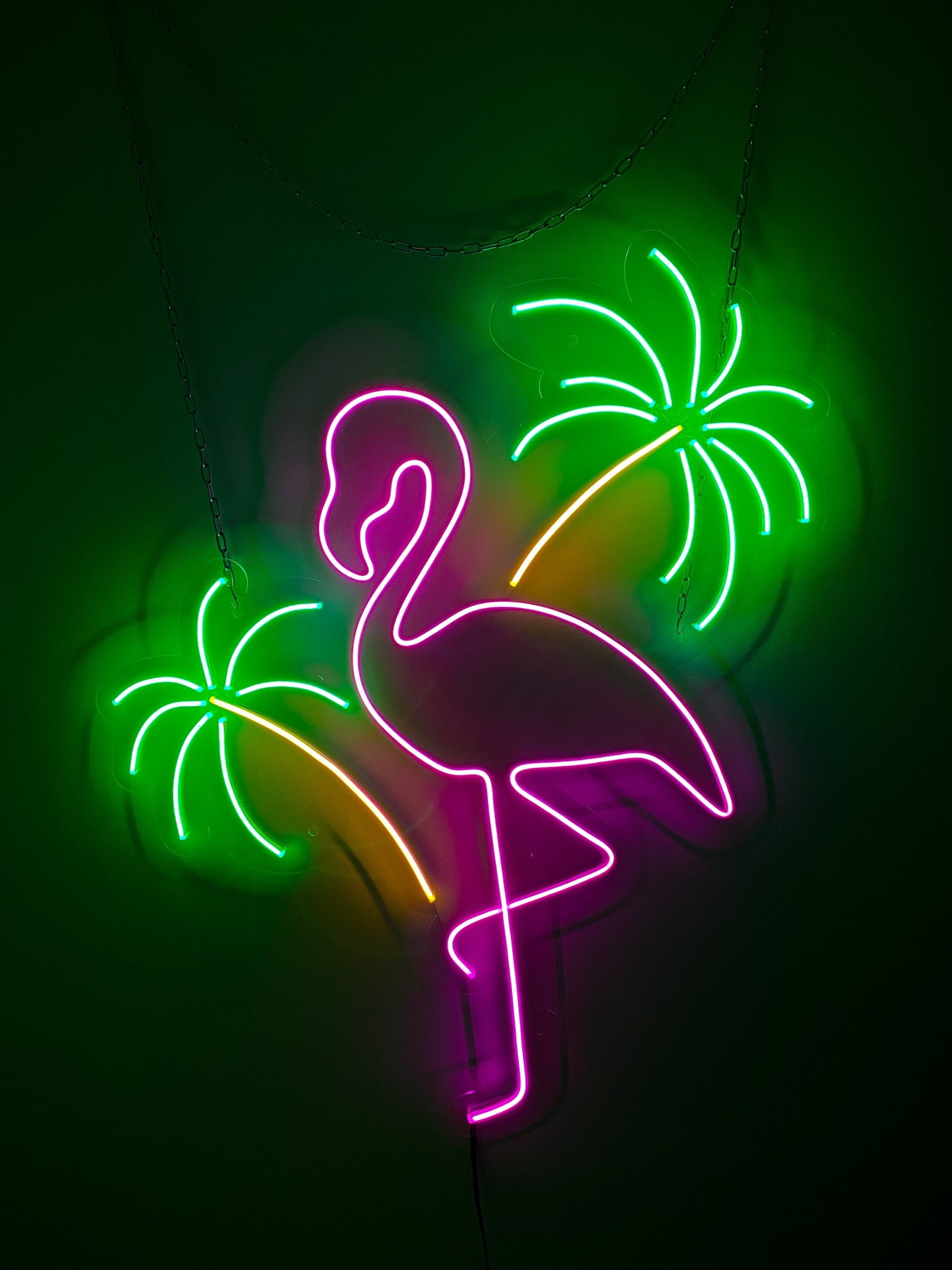 Neon Sign Flamingo With Palm Trees | Etsy Ireland