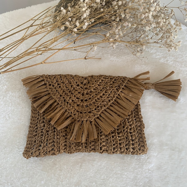 POCHETTE RAPHIA A FRANGES