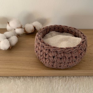 Basket of 5 Reusable washable makeup remover wipes in terry and cotton