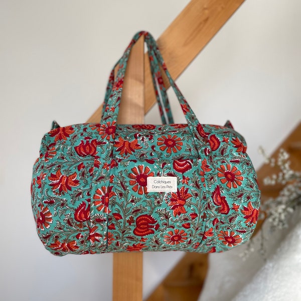 Weekend bag / Duffel bag / Quilted bowling bag in Indian fabric