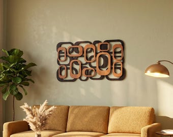 Mid-Century Modern, Atomic Art Decor, Mid-Century Decor, MCM Väggkonst Trä, Boho Träväggkonst, Träskulptur, Anslagstavla, Displaytavla