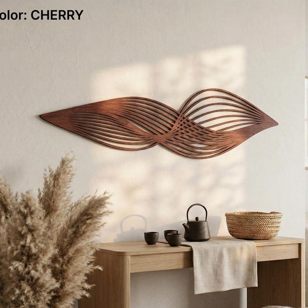 Abstract houtdecor, moderne houten muurkunst, houten muursculptuur, minimalistische houtkunst, organisch houtdecor, triplex muurkunst, grote muurdecor