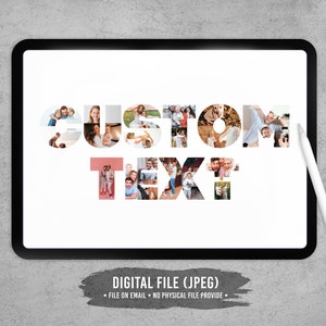 Custom photo collage, Name photo collage, Word photo collage, Photo collage gift, Custom text collage, Personalized photo collage