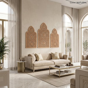 Marockansk väggpanel, islamisk väggdekor, marockansk träpanel, triptykväggkonst, 3-delad väggkonst, träaccentvägg, ramadanväggdekor bild 14