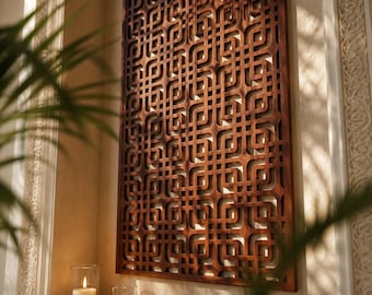 Marockansk väggpanel, islamisk väggkonst, arabisk väggkonst, marockansk träpanel, geometrisk väggkonst, helig geometri, ramadandekor