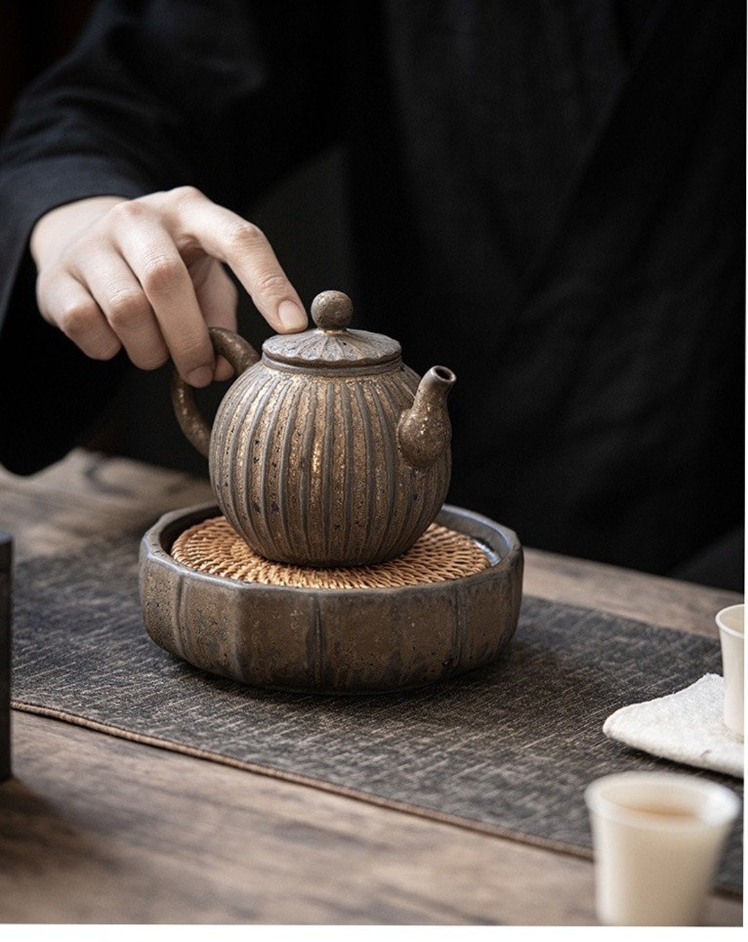 Teapot With Stand, Handmade Ceramic Teapot Stand, Japanese Teapot Holder, Japanese Ceramic
