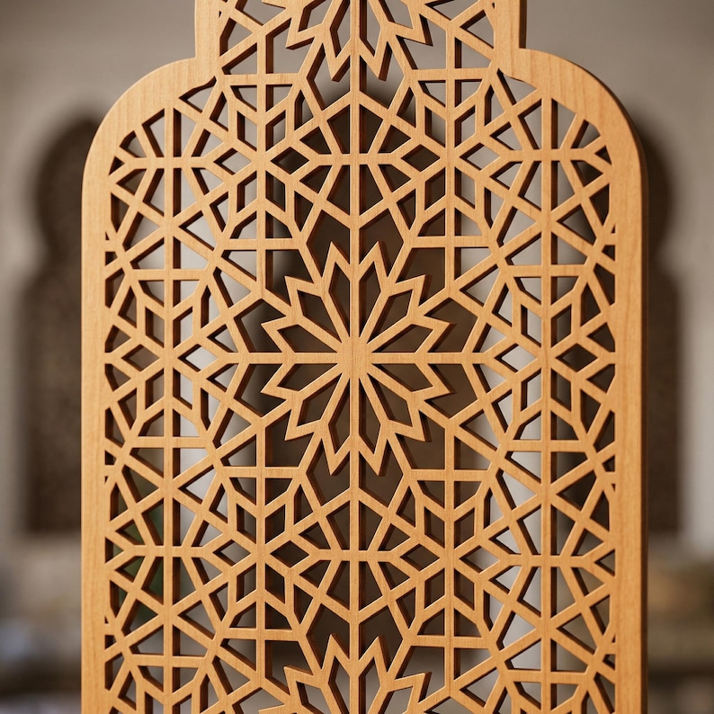 Marockansk väggpanel, islamisk väggdekor, marockansk träpanel, triptykväggkonst, 3-delad väggkonst, träaccentvägg, ramadanväggdekor bild 3
