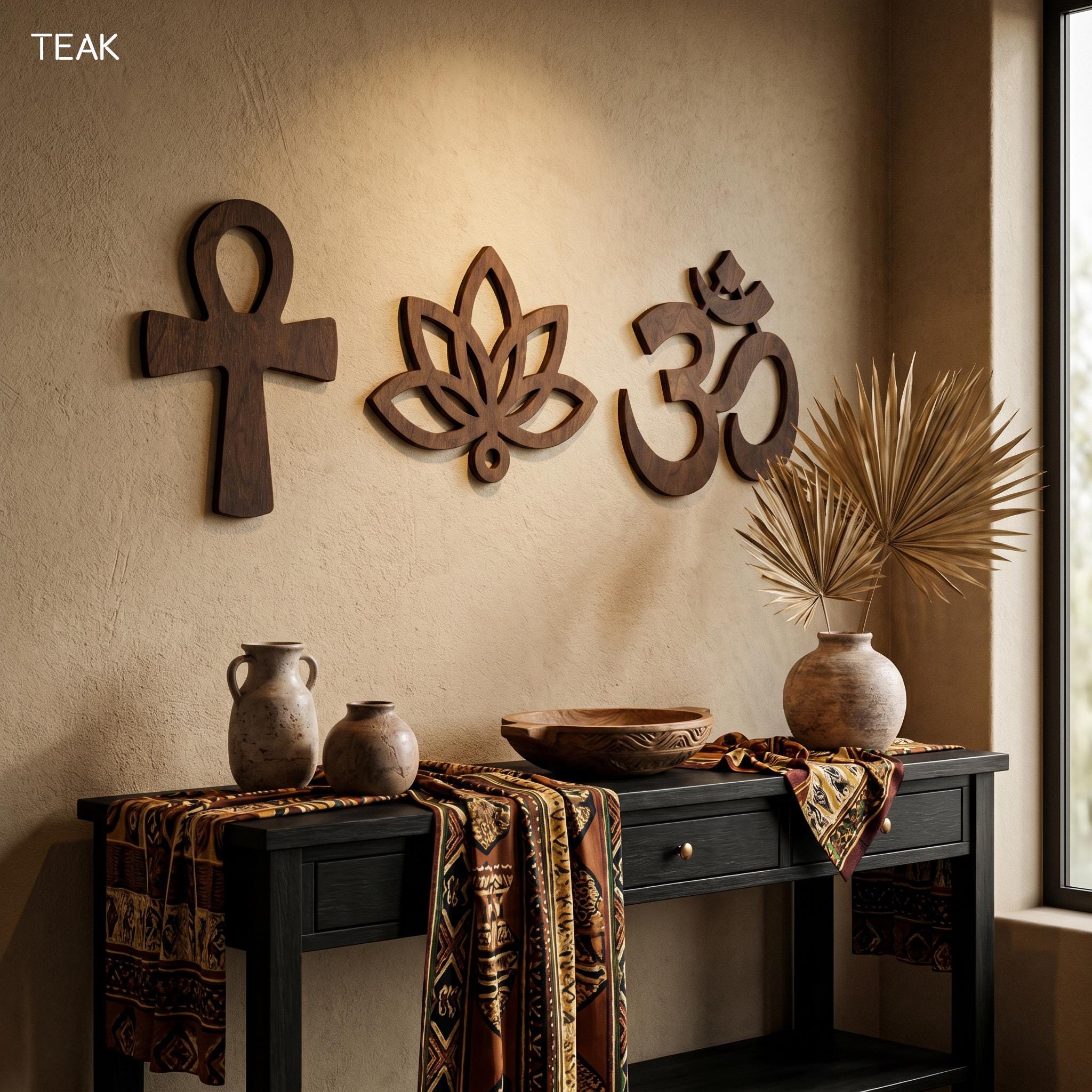 Panneau Décoratif OM AUM En Céramique – 30x20 Cm, Symbole Hindou Sacré, Multicolore Brillant