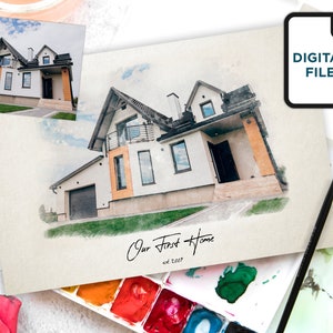 Custom house painting in watercolor, Custom house portrait watercolor, House portrait from photo, Housewarming gift first home, First home