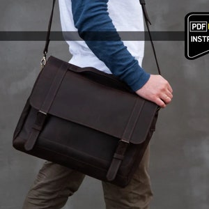 Messenger bag pattern, Messenger bag pdf, leather Messenger bag pattern, Leather laptop bag pattern, Leather briefcase pattern