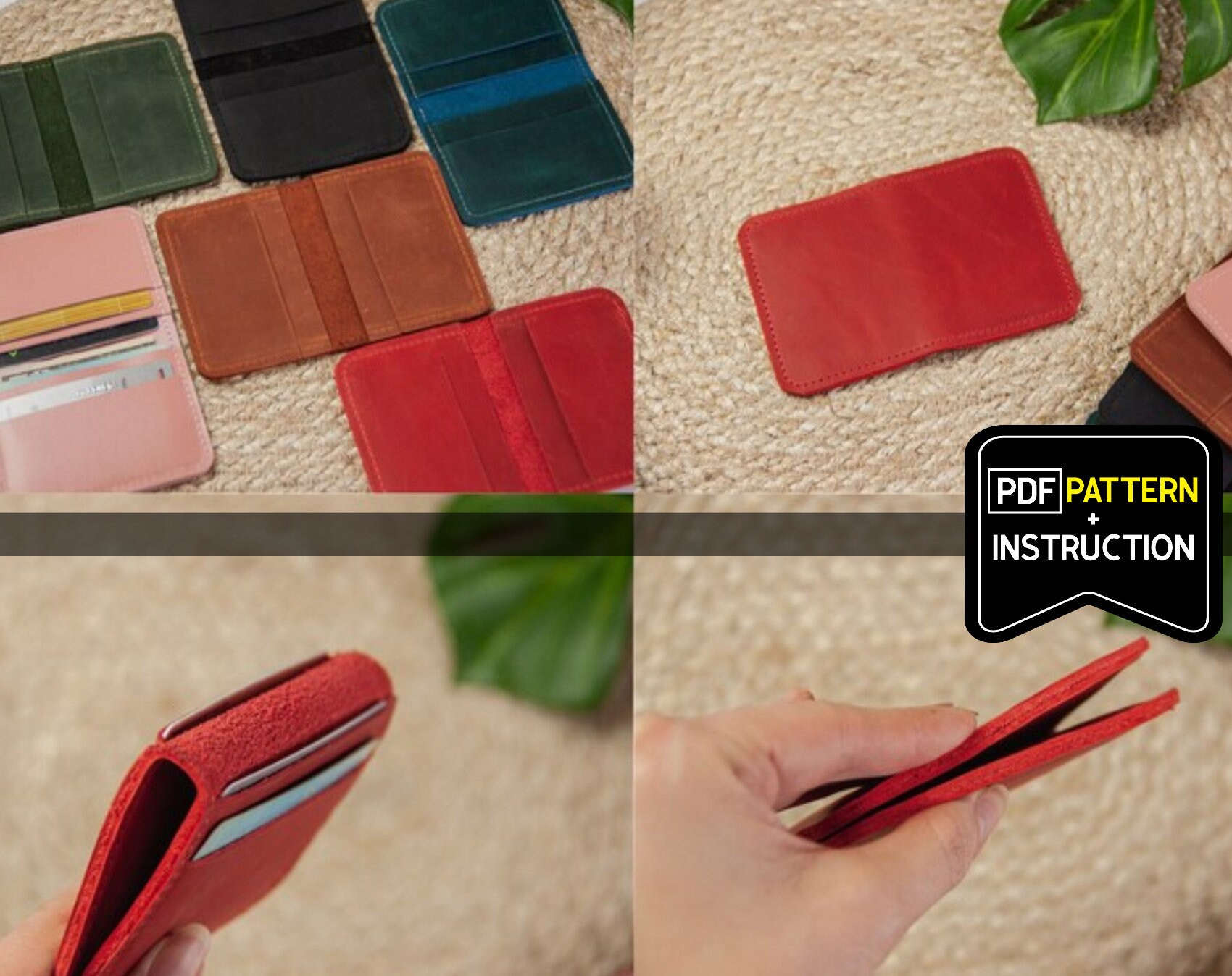 Leather Card Holder Pdf, Leather Card Holder Pattern, Small Leather ...