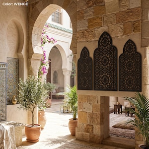 Marockansk väggpanel, islamisk väggdekor, marockansk träpanel, triptykväggkonst, 3-delad väggkonst, träaccentvägg, ramadanväggdekor bild 16