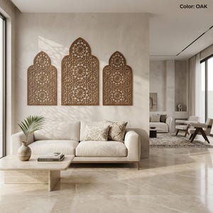 Marockansk väggpanel, islamisk väggdekor, marockansk träpanel, triptykväggkonst, 3-delad väggkonst, träaccentvägg, ramadanväggdekor bild 12