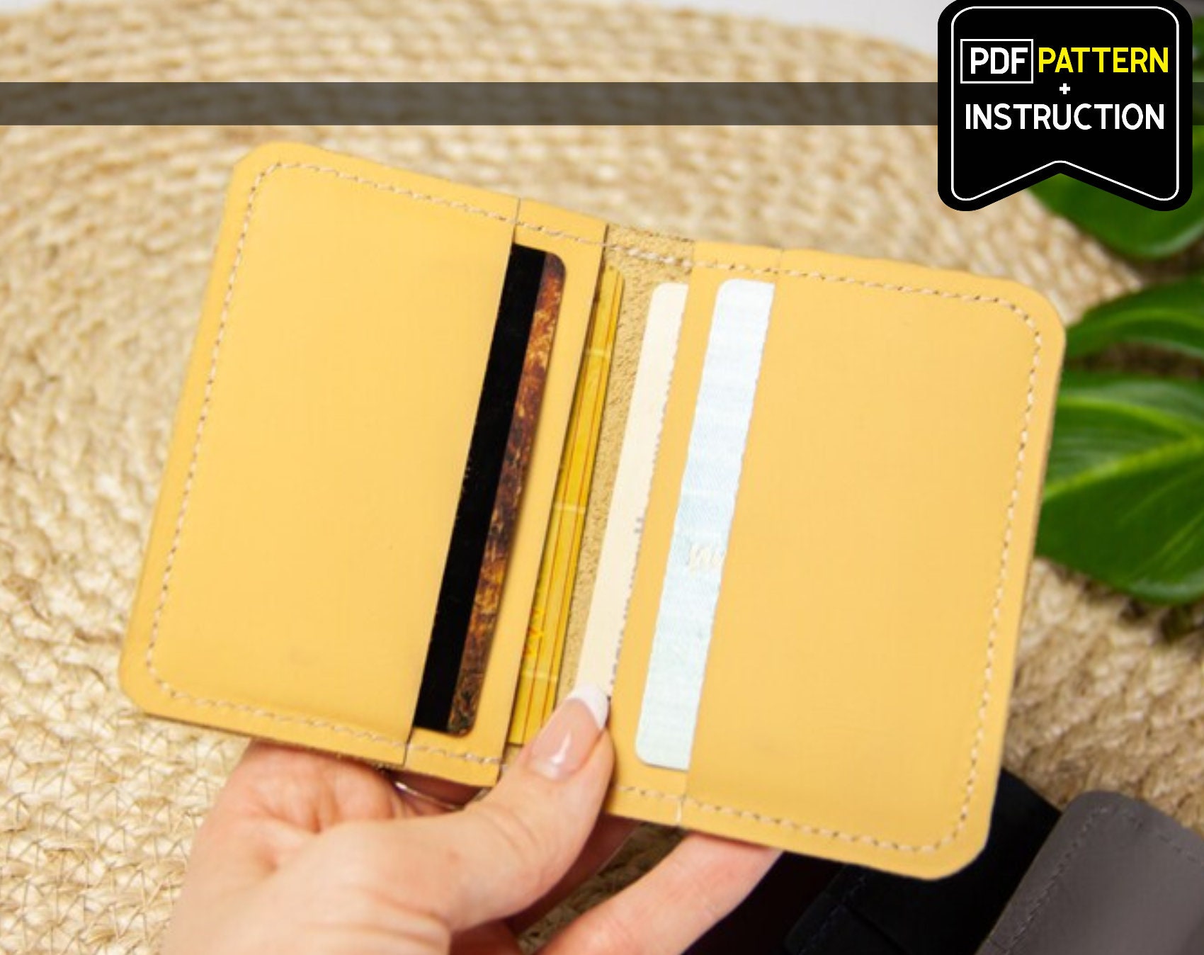 Leather Card Holder Pdf, Leather Card Holder Pattern, Small Leather ...
