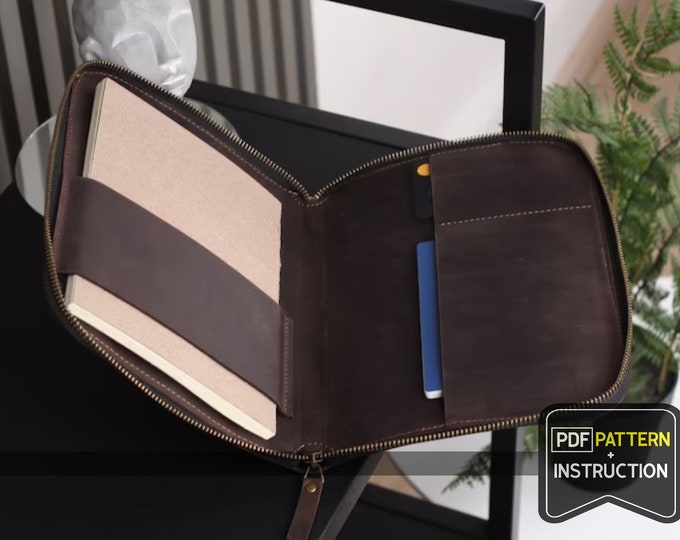 Leather Notepad Holder Pattern, Template Leather Notebook, Leather ...