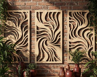 Parametrisk konst, Träväggskulptur, Geometrisk väggdekor, Samtida konst, Plywoodväggkonst, Accentväggpaneler, Japandi-väggkonst