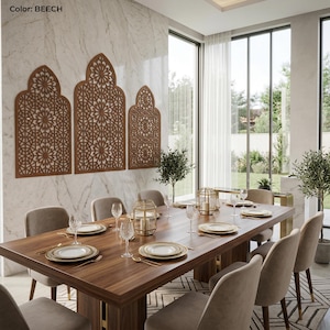 Marockansk väggpanel, islamisk väggdekor, marockansk träpanel, triptykväggkonst, 3-delad väggkonst, träaccentvägg, ramadanväggdekor bild 11