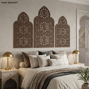Marockansk väggpanel, islamisk väggdekor, marockansk träpanel, triptykväggkonst, 3-delad väggkonst, träaccentvägg, ramadanväggdekor bild 9