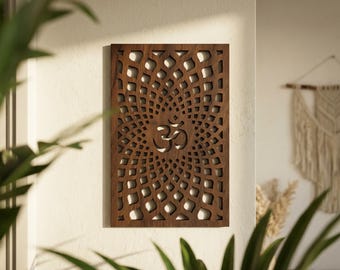 Om väggkonst, Om väggdekor, Yogastudiodekor, Träväggkonst, Zenväggkonst, Träväggpanel, Yogagåva, Diwali-gåva, Stor väggkonst