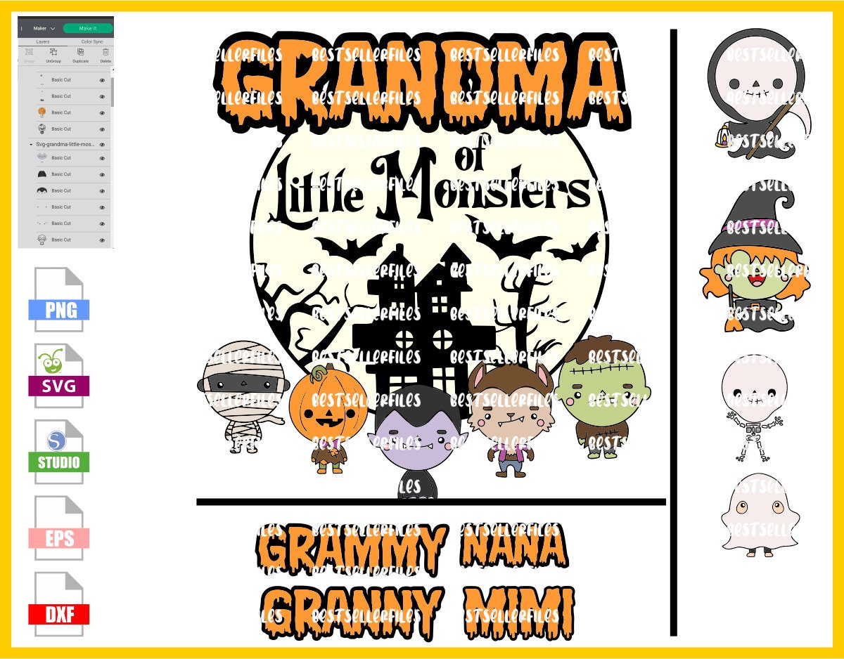 Download Bundle Grandma Little Monster Layered Svg and Png - Etsy