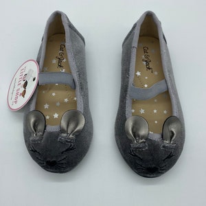 Silver Suede Flats with Mouse Ears