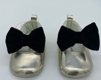 Gold With a Bow Mary Janes