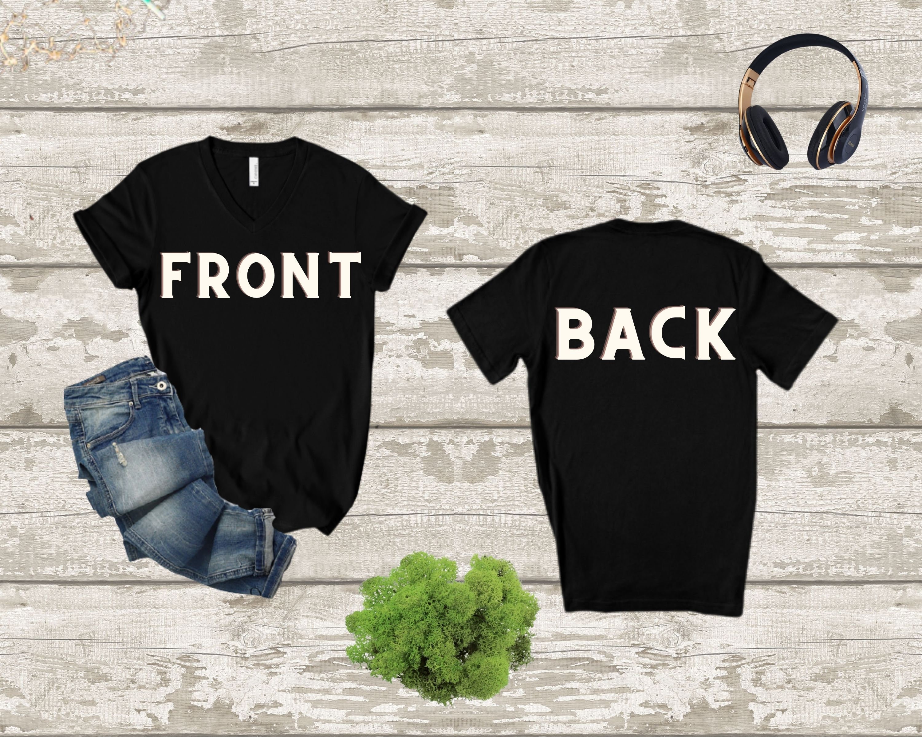 Black V Neck Tee Etsy Canada